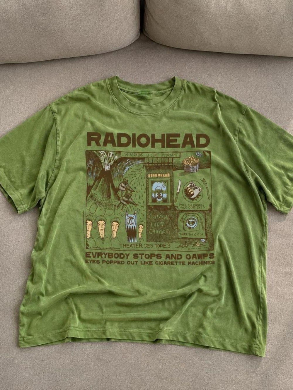 Gildan Olive Green Radiohead Graphic Tee